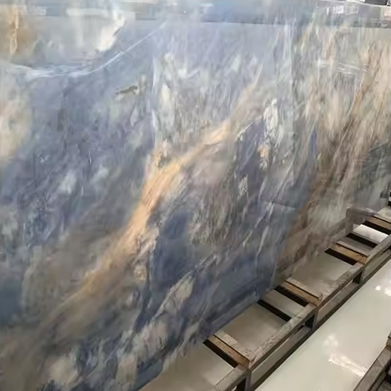 Blue Sintered Artificial Marble Stone 6mm Porcelain Slab Tile for Outdoor Wall Hall Countertop & Artificial Stone Application-1