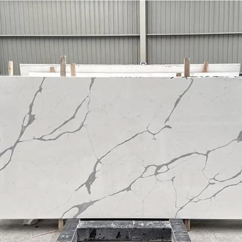 Wholesale Price Top Quality Artificial Quartz Stone Slabs for Kitchen Countertop Calacatta White Artificial Quartz Stone Tiles