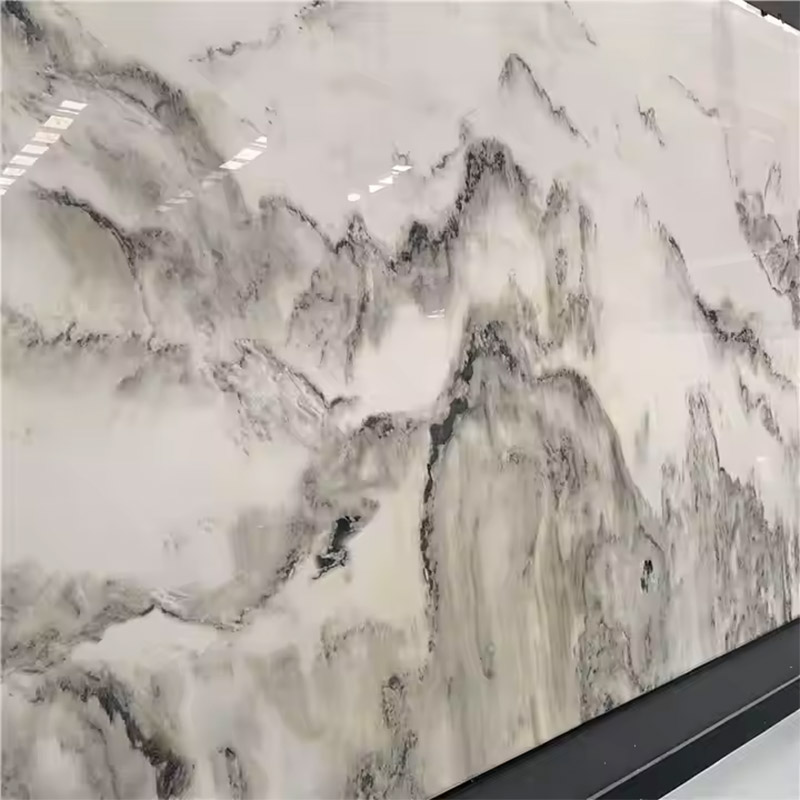 White Ceramics Tiles Porcelain Slab Floor Sintered Stone China With Green Veins