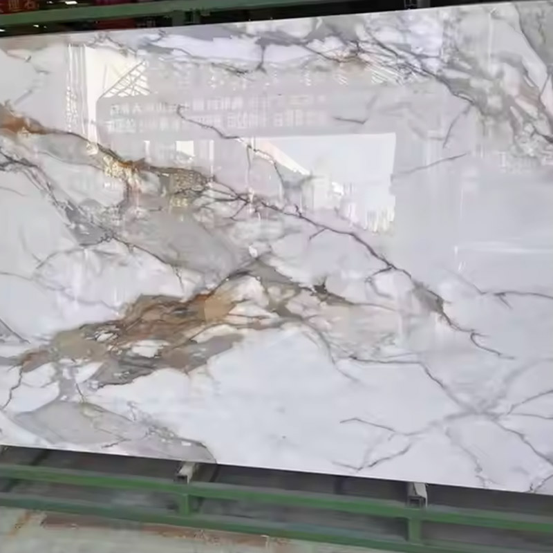Polished Calacatta Gold Nano Stone Slab for Home Floor and Wall Decor Artificial Stone Nano Glass White Stone Marble