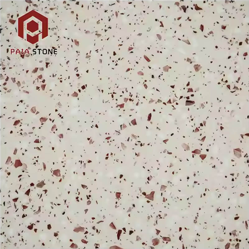 Custom Polished Pink Floor Quartz Stone Tile Price for Kitchen