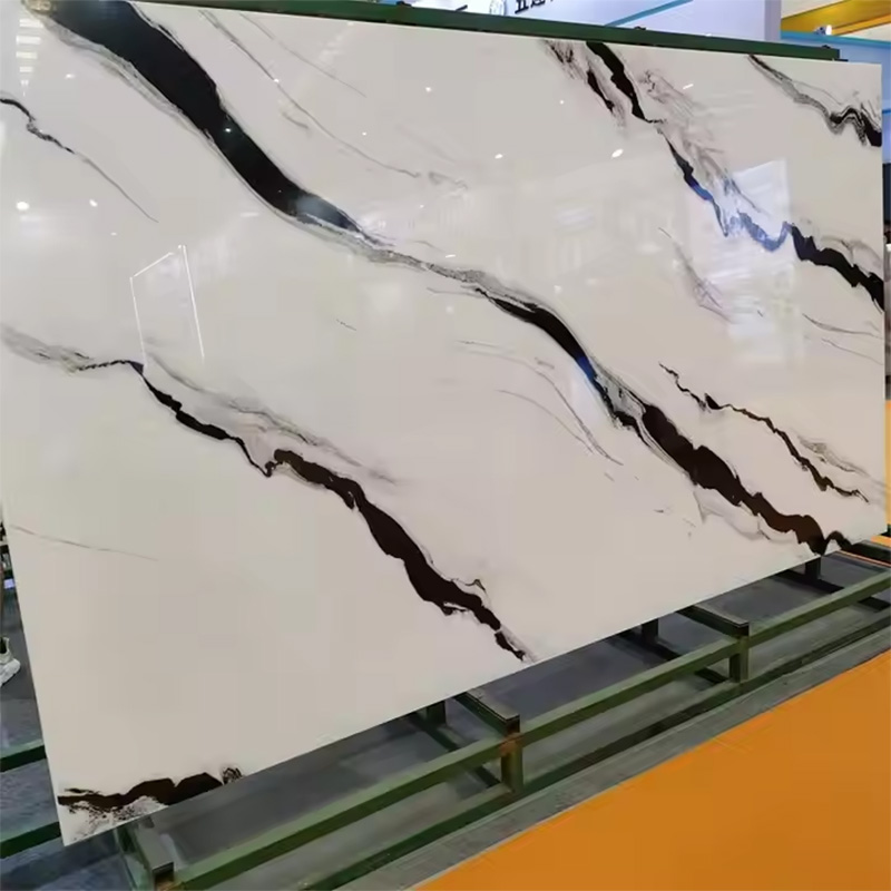 Panda White Nano Glass & Crystallized Stone Kitchen Countertop Anti-Pollution Artificial Quartz for Interior Use White Tiles