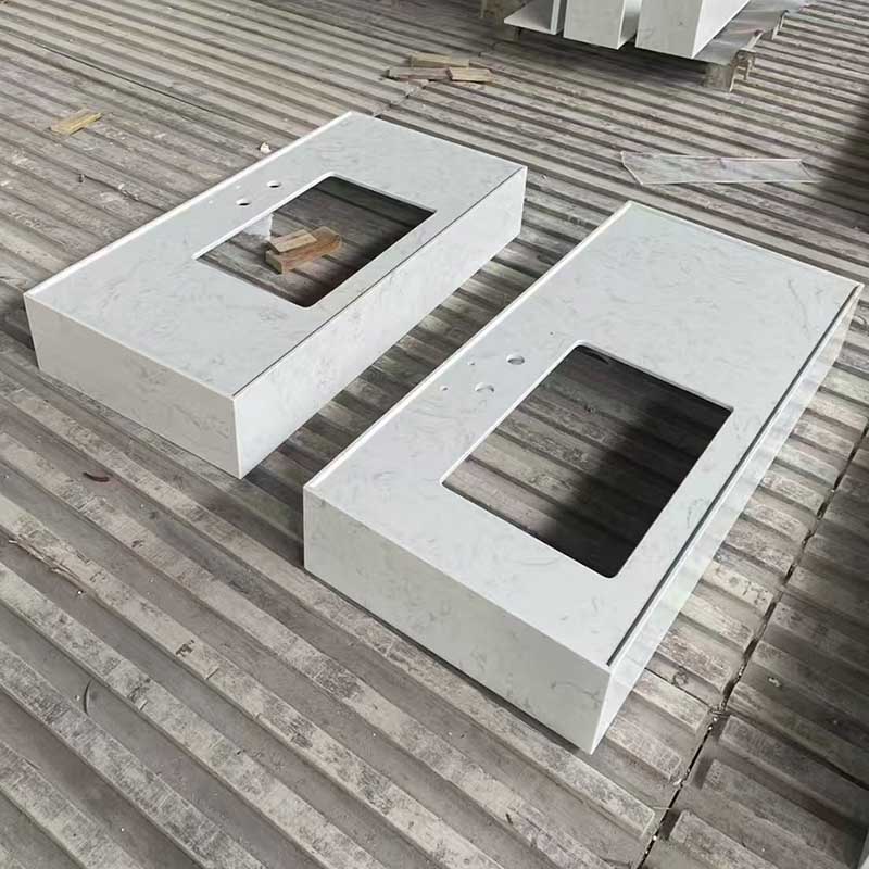 Commercial Prefab White Marble Bathroom Vanity Artificial Stone Countertop for Hotels