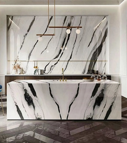 Panda white quartz stone interior decoration